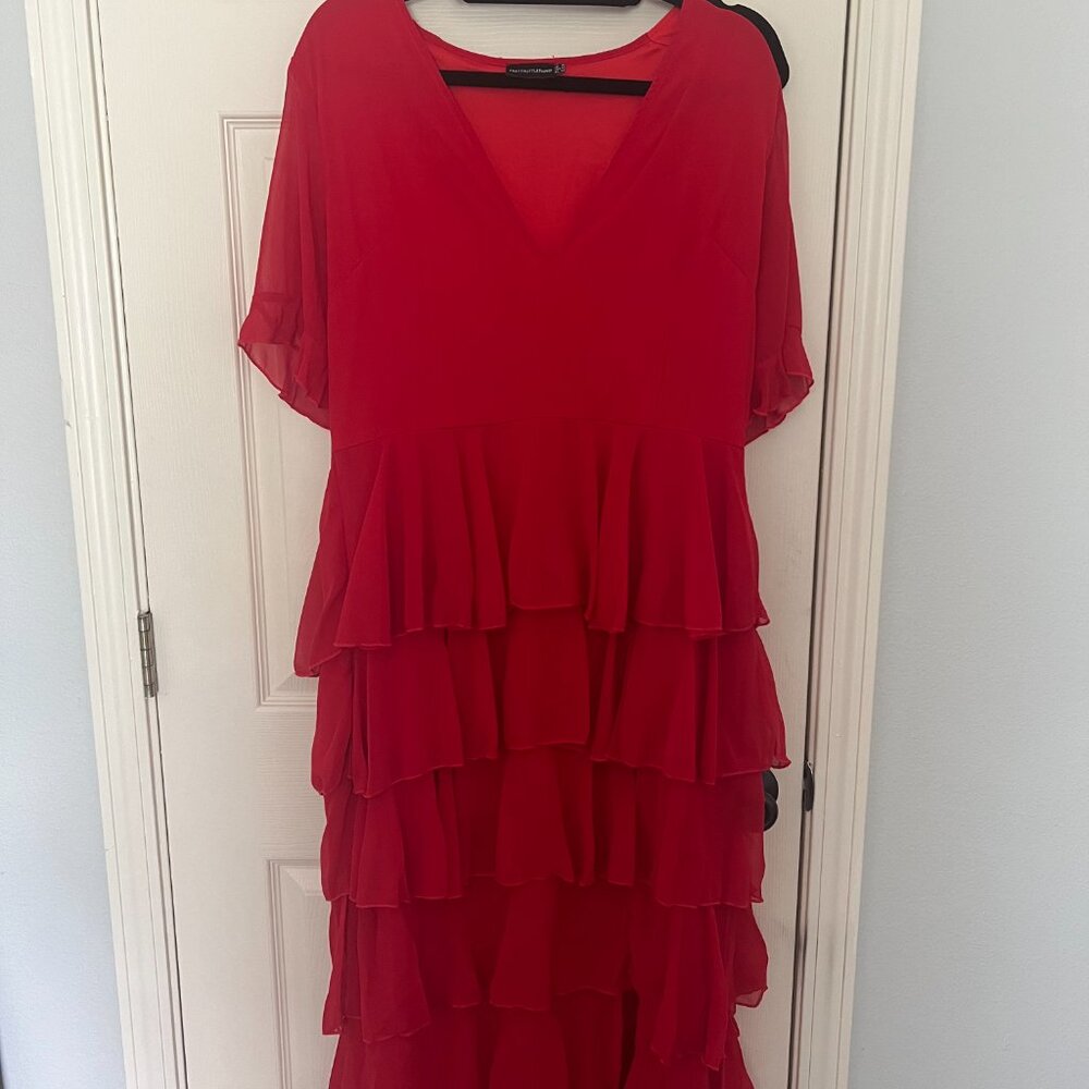 Floor-Length Ruffle Slit Dress - Picture 2 of 7
